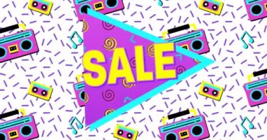Beyaz arka plan karşı Retro Seksenler Style Bold Sale Reklam Animasyon. 4k