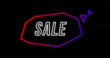 Siyah arka plan 4k karşı neon şekilli Retro Seksenler kavramı Satış reklam Animasyonu