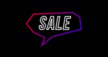 Siyah arka plan 4k karşı neon iletişim balonu ile Retro Seksenler kavramı Satış reklam Animasyonu