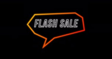 Siyah arka plan 4k karşı neon iletişim balonu ile Retro Seksenler kavramı Flash Sale reklam Animasyonu