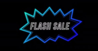 Siyah arka plan 4k karşı neon şekilli Retro Seksenler kavramı Flash Sale reklam Animasyonu