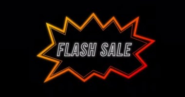 Siyah arka plan 4k karşı neon şekilli Retro Seksenler kavramı Flash Sale reklam Animasyonu