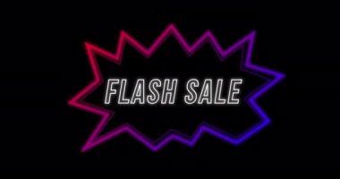 Siyah arka plan 4k karşı neon iletişim balonu ile Retro Seksenler kavramı Flash Sale reklam Animasyonu
