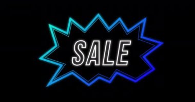 Siyah arka plan 4k karşı neon şekilli Retro Seksenler kavramı Satış reklam Animasyonu