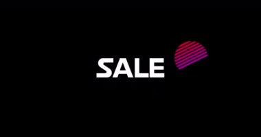 Siyah ekran 4k karşı pembe sıçrama daire ile görünen kelime Satış Animasyon