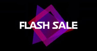 Siyah ekran 4k karşı mor kare önünde görünen kelimelerin Flash Sale Animasyon