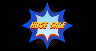 Siyah ekran 4k karşı turuncu ve mavi patlama etkisi önünde kelimelerin Büyük Satış Animasyon