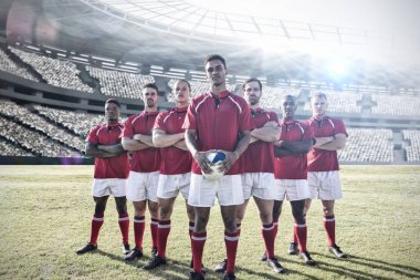 Rugby sahasına karşı sahada farklı rugby oyuncuları