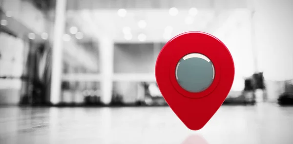 Primer Plano Del Marcador Mapa Contra Gimnasio Vacío —  Fotos de Stock