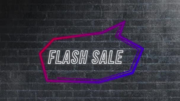 Animation Words Flash Sale White Outline Appearing Angular Purple Red — Stock Video