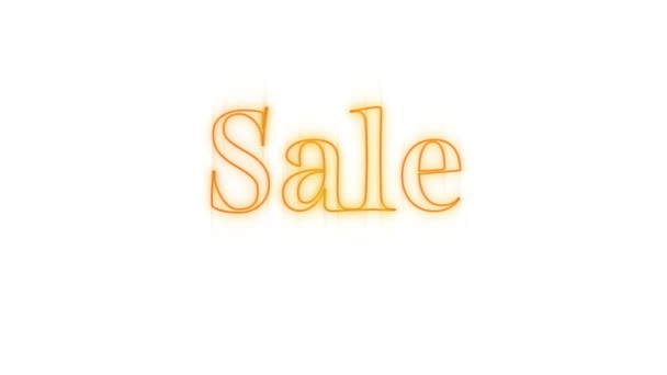 Animation Word Sale Flickering Yellow Neon White Background — Stock Video