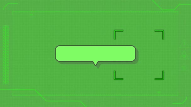 Animation Elongating Speech Bubble Scope Frame Appearing Green Background — Stock Video