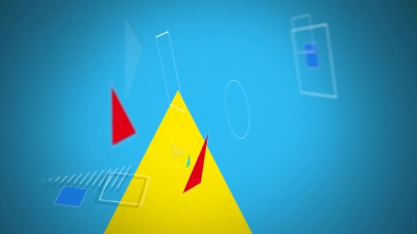 Animacja Czerwonych Niebieskich Żółtych Wypełnionych Białych Konturów Kształtów Geometrycznych Zbieżnych — Wideo stockowe