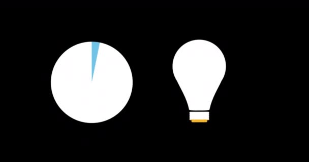 Animatie Van Cirkeldiagram Gloeilamp Vormen Vullen Met Blauw Geel Zwarte — Stockvideo