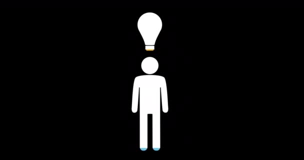 Animation Male Light Bulb Shapes Filling Blue Yellow Black Background — Stock Video