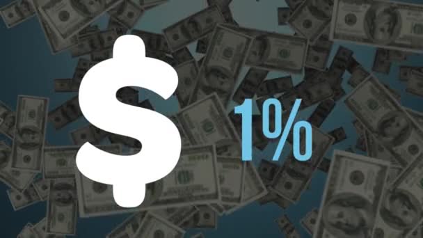 Animation Dollar Currency Symbol Percent Increasing Zero One Ninety Eight — Stock Video