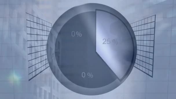 Animação Pessoas Andando Movimento Rápido Com Gráfico Torta Rotativa Gráfico — Vídeo de Stock