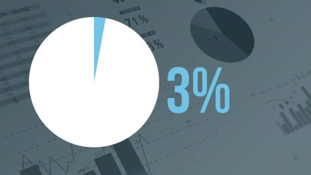 Анимация Круговой Диаграммы Увеличение Процентов Нуля Ста Заполняется Графиком Финансовых — стоковое видео