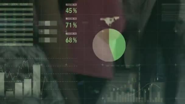 Animation Snabb Rörelse Promenader Människor Staden Med Diagram Och Former — Stockvideo