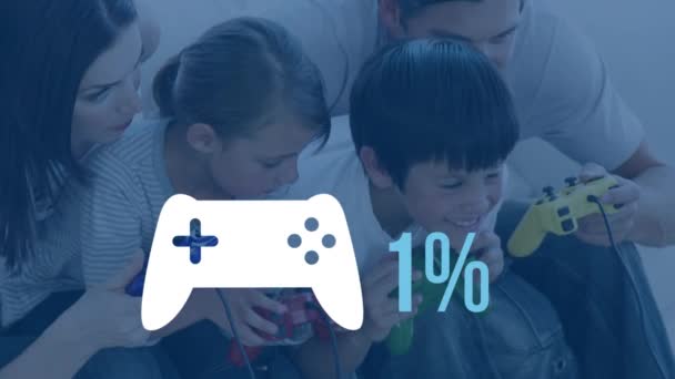 Animatie Van Het Spel Pad Vorm Percentage Stijgt Van Nul — Stockvideo