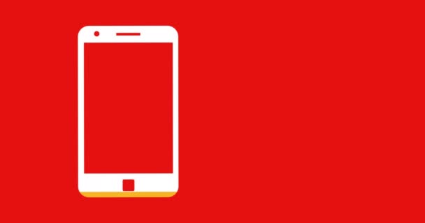 Animación Forma Del Teléfono Inteligente Relleno Amarillo Sobre Fondo Rojo — Vídeo de stock