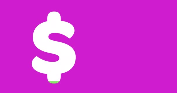 Анимация Белого Знака Доллара Заполненного Зеленым Цветом Розовом Фоне — стоковое видео