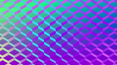 Turkuaz maviden mor ve sarıya, yeşilden mor degrade arka plana dalgalar halinde renk değiştiren örgü deseni animasyonu