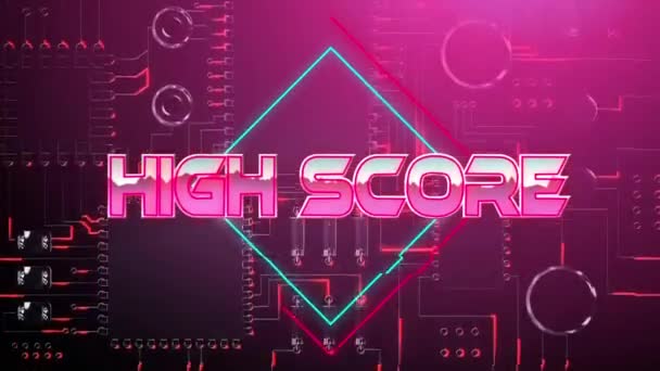 Animation Words High Score Colored Pink Silver Grey Appearing Diamond — Stock Video
