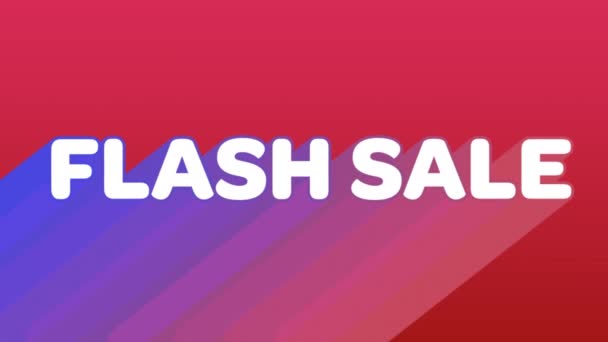 Flash Sale 的动画 从左下角以白色字母显示 在纯红色背景下以紫色到粉红色 — 图库视频影像