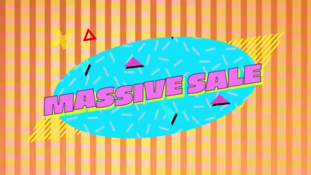 Animación Las Palabras Massive Sale Letras Rosadas Sobre Óvalo Azul — Vídeo de stock