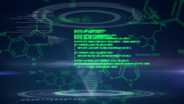 Animatie Van Gloeiende Groene Wetenschappelijke Gegevens Diagrammen Bewegen Terwijl Grijze — Stockvideo