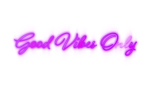 Animation Words Good Vibes Only Handwriting Style Flickering Pink Neon — Stock Video