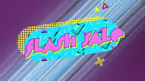 Animación Las Palabras Flash Sale Letras Rosadas Forma Cápsula Azul — Vídeo de stock
