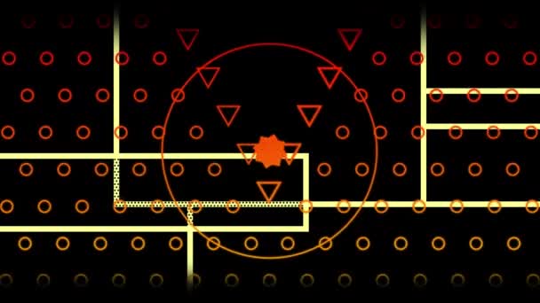 Анимация Белых Контуров Прямоугольников Сходящихся Середине Черного Экрана Появляется Оранжевый — стоковое видео