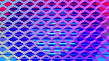 Sarırenkten mavi ve mor renklerdeğiştiren elmas şekilli yansıtıcı bir örgü ile görülen, siyah bir arka plan üzerinde merkezden büyüyen ve azalan eşmerkezli yeşil, mavi ve kırmızı dairelerin animasyonu