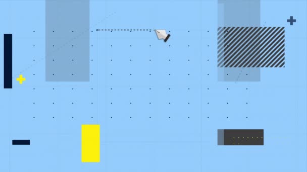 Animering Linjer Ritade Ett Blått Rutnät Med Ritstiftsverktyget Datorprogramvara Och — Stockvideo