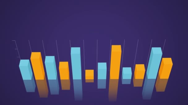 Animation Douze Blocs Alternés Orange Bleu Montant Différents Niveaux Contre — Video