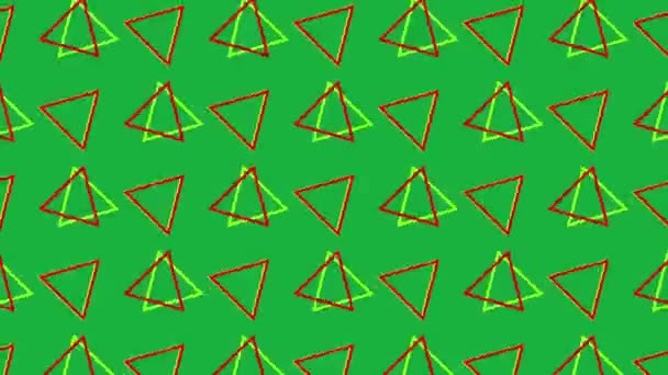 Анімація Червоно Жовтих Контурів Трикутників Формуванні Перетворюються Унісон Твердому Зеленому — стокове відео