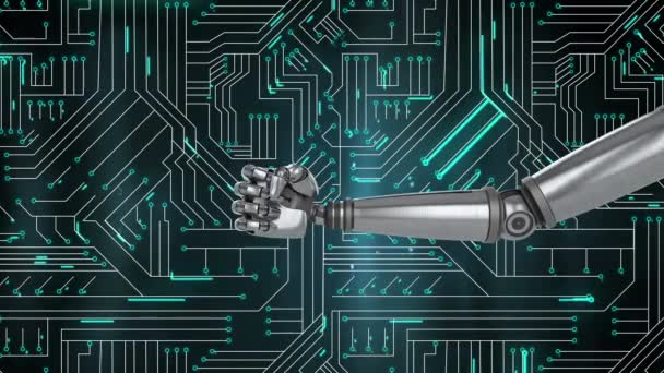 Animation Des Roboterarms Mit Der Hand Die Eine Daumen Hoch — Stockvideo