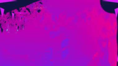 Siyah arka plan üzerinde merkezi bir ufuk noktasına seyahat eden hareketli parlak neon üçgenleri kaplayan ve ortaya çıkarmak pembe boya efektinin animasyonu