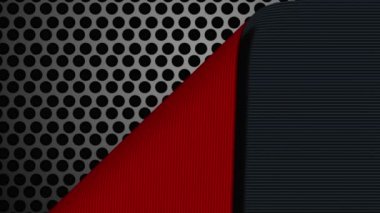 Siyah çizgili duvar kağıdı animasyon dairesel delikler ile kırmızı alt ve metal ızgara ortaya çıkarmak için geri soyulmuş, sonra tekrar örtbas