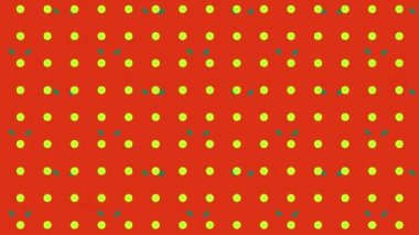 Kırmızı arka plan üzerinde hareket eden zonklayan sarı nokta ve çapraz yeşil çizgilerden oluşan bir ızgaranın animasyonu