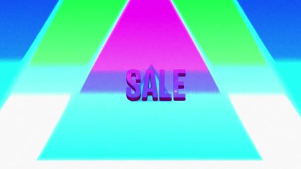 Animação Triângulos Coloridos Ampliando Palavra Venda Aparecendo Rosa Roxo Triângulo — Vídeo de Stock