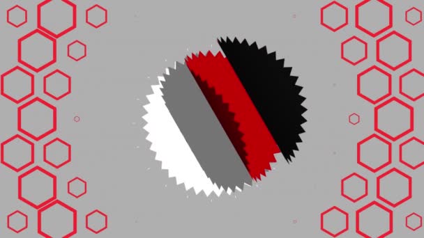 Animacja Białych Szarych Czerwonych Czarnych Kółek Piłą Szarym Tle — Wideo stockowe