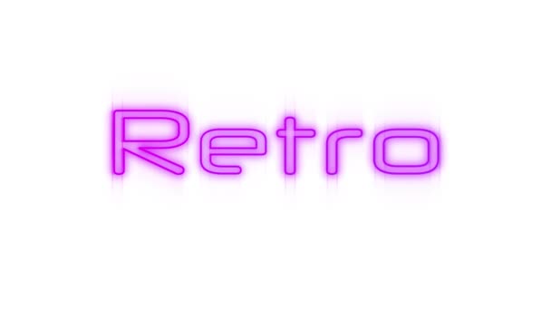 Animáció Szó Retro Rózsaszín Pislákoló Neon Fehér Háttér — Stock videók