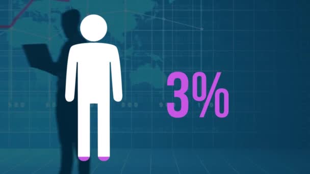 Анимация Формы Человека Процентного Роста Нуля Ста Заполняющих Розовым Над — стоковое видео