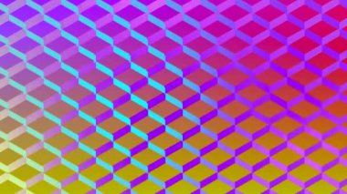 Yansıtıcı elmas şekilli örgü sarı ve pembe arka plan üzerinde sarı dan mavi ve mor renk değiştirme animasyon