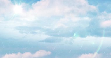 Kopya alanı 4k ile yağmur ve bulutlar ile Mavi gökyüzü dijital animasyon