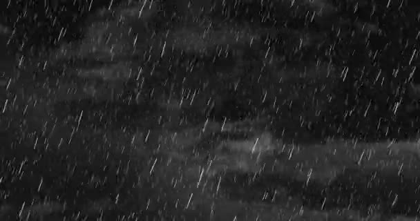 Цифровая Анимация Темного Штормового Неба Дождем Облаками Пространством Копирования — стоковое видео