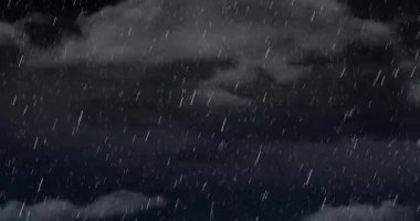 Karanlık Fırtınalı Gökyüzü'nün karanlık animasyonu yağmur ve bulutlarla kopya alanı 4k